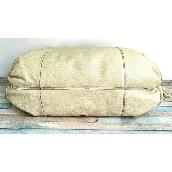 LRG FOSSIL FIFTY FOUR 54 STUD IVORY GENUINE LEATHER HOBO BOHO TOTE SHOULDER BAG - Picture 8 of 10